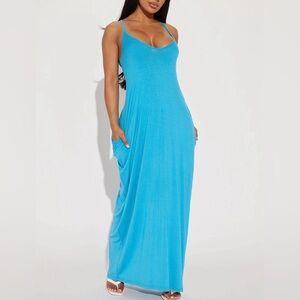Fashion Nova Turquoise Maxi Dress